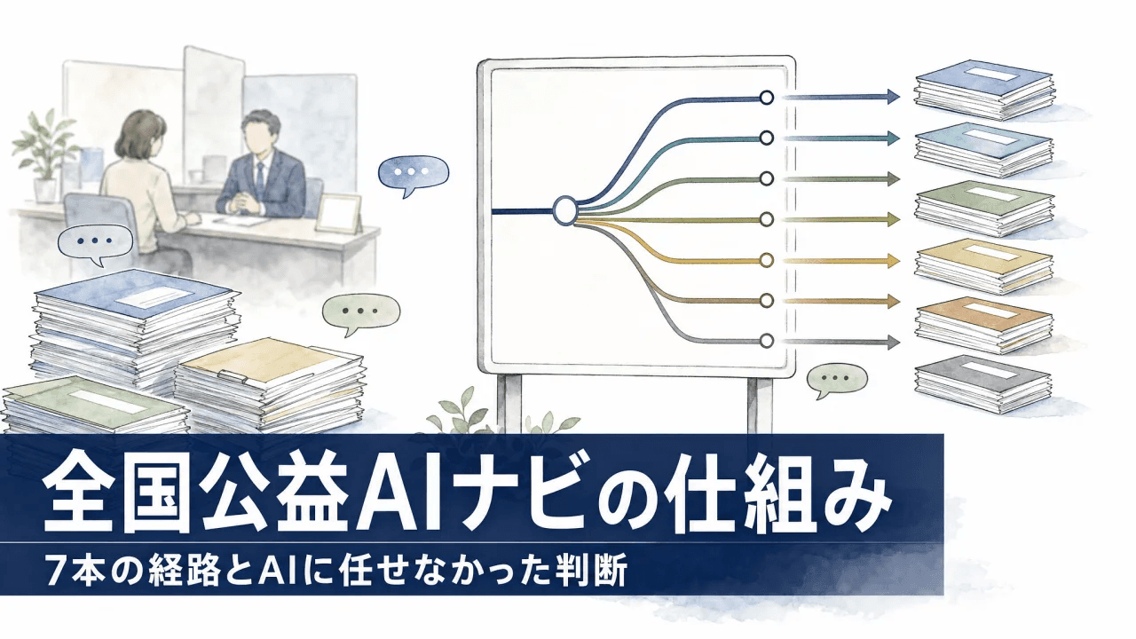 公益法人向けAIチャット「全国公益AIナビ」の仕組み――7本の経路とAIに任せなかった判断